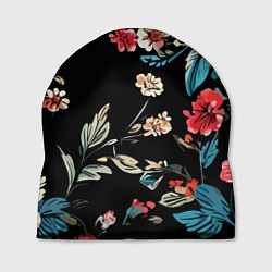 Шапка Цветы старинный узор