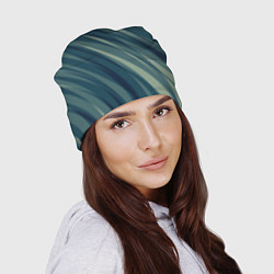 Шапка Зеленовато-синий полосы, цвет: 3D-принт — фото 2