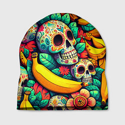 Шапка Паттерн из черепов и бананов - нейроарт, цвет: 3D-принт