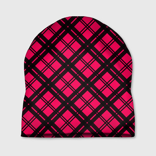 Шапка Чёрно-розовый крупная клетка / 3D-принт – фото 1