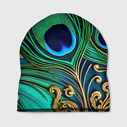Шапка Зеленые перья павлина