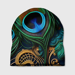 Шапка Узоры и перья павлина