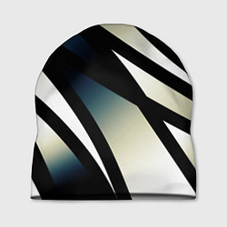 Шапка Чёрно-белый с синим затемнением полосы