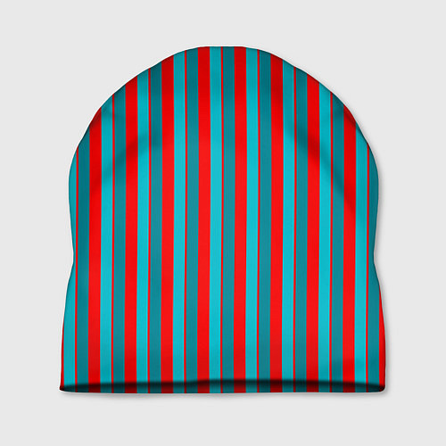 Шапка Красно синий комбинированный узор с полосами / 3D-принт – фото 1