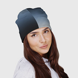 Шапка Чёрно-синий текстурированный градиент пополам, цвет: 3D-принт — фото 2