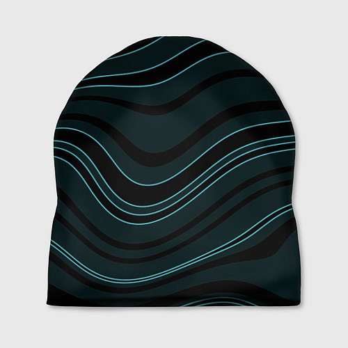 Шапка Тёмный синий волнистые полосы / 3D-принт – фото 1