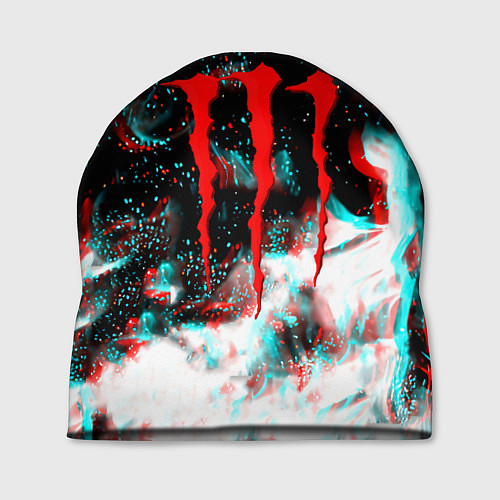 Шапка Monster energy огонь глитч / 3D-принт – фото 1