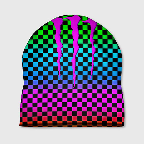 Шапка Monster energy неоновая клетка / 3D-принт – фото 1
