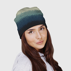 Шапка Серо-синий градиент текстурированные полосы, цвет: 3D-принт — фото 2