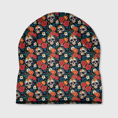 Шапка Черепа и цветы Santa Muerte / 3D-принт – фото 1