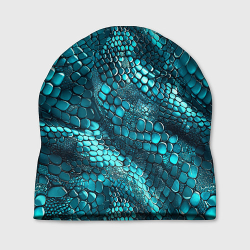 Шапка Бирюзовая чешуя рептилии - абстрактный паттерн / 3D-принт – фото 1
