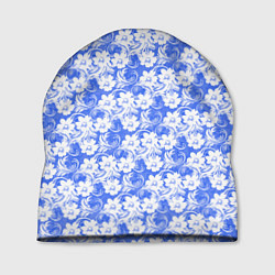Шапка Бело-голубой цветочный