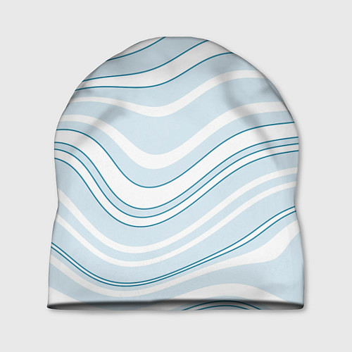 Шапка Светлый бело-голубой волнистые полосы / 3D-принт – фото 1