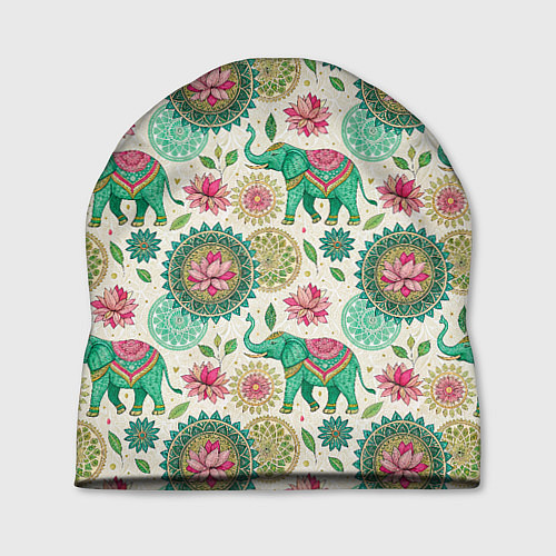 Шапка Слоны и мандалы паттерн в индийской стилистике / 3D-принт – фото 1