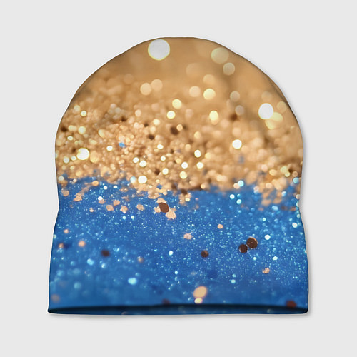 Шапка Золотистые блестки и синий низ / 3D-принт – фото 1