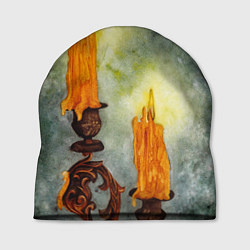 Шапка Две горящие свечи в темноте