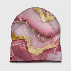 Шапка Объемная текстура розовая с золотом, цвет: 3D-принт