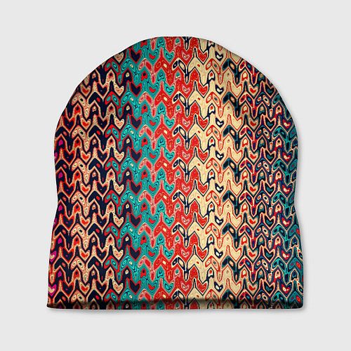 Шапка Красно-синий искажённые полосы узор / 3D-принт – фото 1