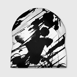 Шапка Брызги и штрихи черной краски