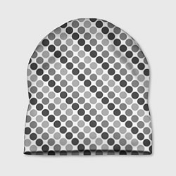 Шапка Черный и серый горох на белом фоне