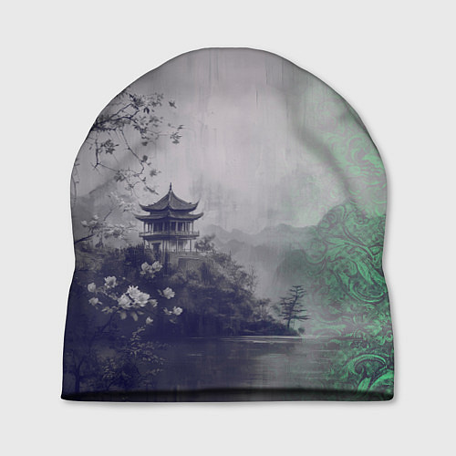 Шапка Рыбацкий домик на берегу озера / 3D-принт – фото 1