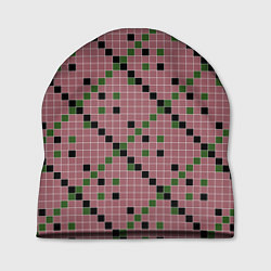 Шапка Коричневая с черным и зеленым плитка, цвет: 3D-принт