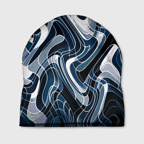 Шапка Тёмно-синий искажённая абстракция / 3D-принт – фото 1