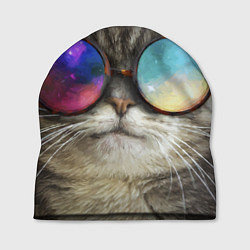 Шапка A Cat with multicolored glasses, цвет: 3D-принт