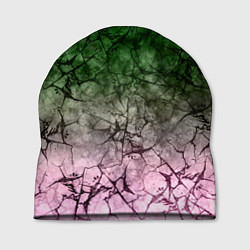 Шапка Абстракция - green pink gradient in black web, цвет: 3D-принт
