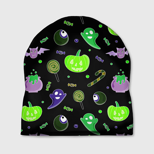 Шапка Halloween black pumpkin pattern / 3D-принт – фото 1