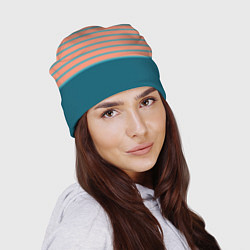 Шапка Полосатый мандариновый морской рассвет, цвет: 3D-принт — фото 2