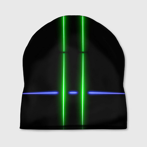 Шапка Neon black light blue green line / 3D-принт – фото 1