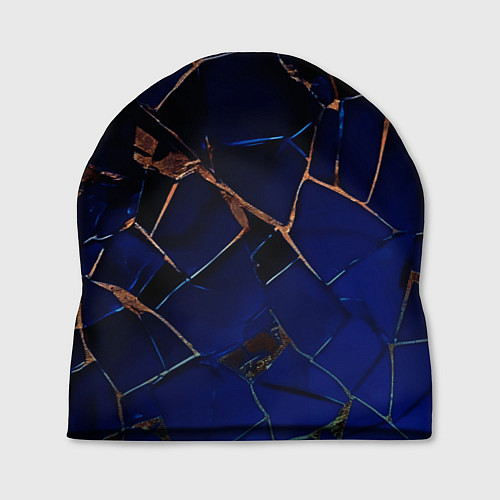 Шапка Тёмный синий абстракция битые плиты / 3D-принт – фото 1