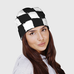 Шапка Черные квадраты в виде шахматной доски, цвет: 3D-принт — фото 2