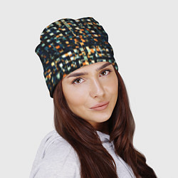 Шапка Тёмный синий с оранжевым кубики абстракция, цвет: 3D-принт — фото 2