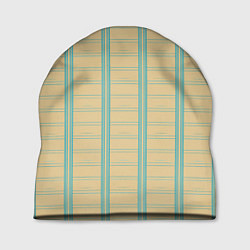 Шапка Color beige cage light blue stripes, цвет: 3D-принт