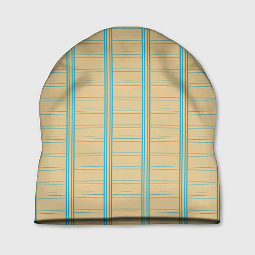 Шапка Color beige cage light blue stripes / 3D-принт – фото 1
