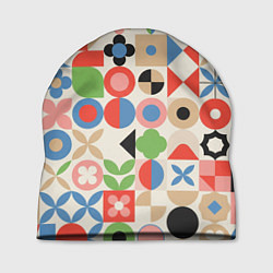 Шапка Геометрический узор с цветочными элементами - ретр