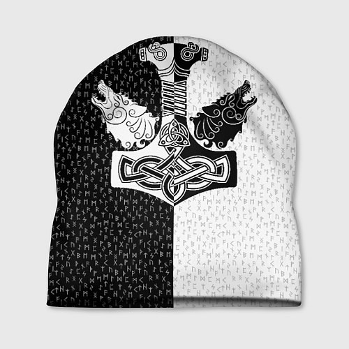 Шапка Волки воины и знак молот тора в рунах / 3D-принт – фото 1