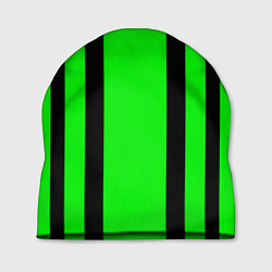 Шапка Color black and green stripes