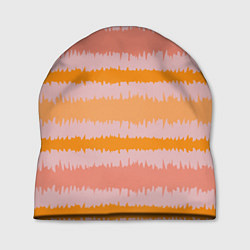 Шапка Полосы зигзагообразные оранжево-розовые