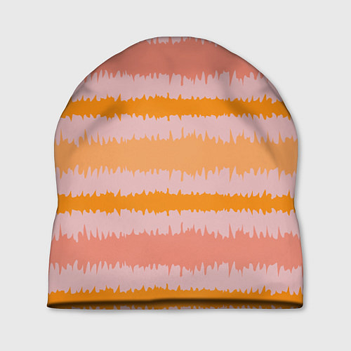 Шапка Полосы зигзагообразные оранжево-розовые / 3D-принт – фото 1