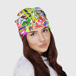 Шапка Monster energy стикеры бренды, цвет: 3D-принт — фото 2