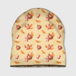 Шапка Хеллоуин с тыквой и листьями