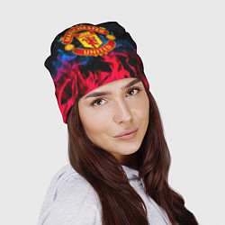 Шапка Манчестер Юнайтед неоновый огонь, цвет: 3D-принт — фото 2