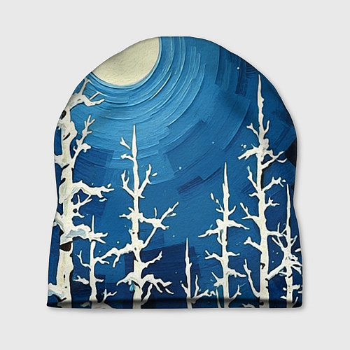 Шапка Полнолуние и берёзы акрилом / 3D-принт – фото 1