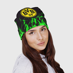 Шапка Borussia зелёный огонь, цвет: 3D-принт — фото 2