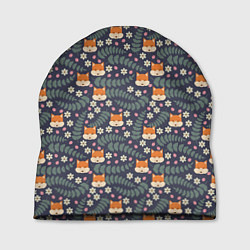 Шапка Лесной паттерн с лисьими мордами, цвет: 3D-принт