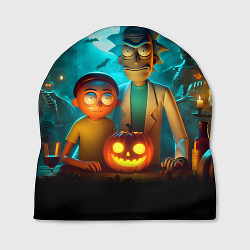 Шапка Morty and Rick with pumpkin - neon halloween / 3D-принт – фото 1