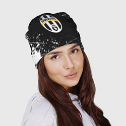 Шапка Juventus белые краски всплеск, цвет: 3D-принт — фото 2